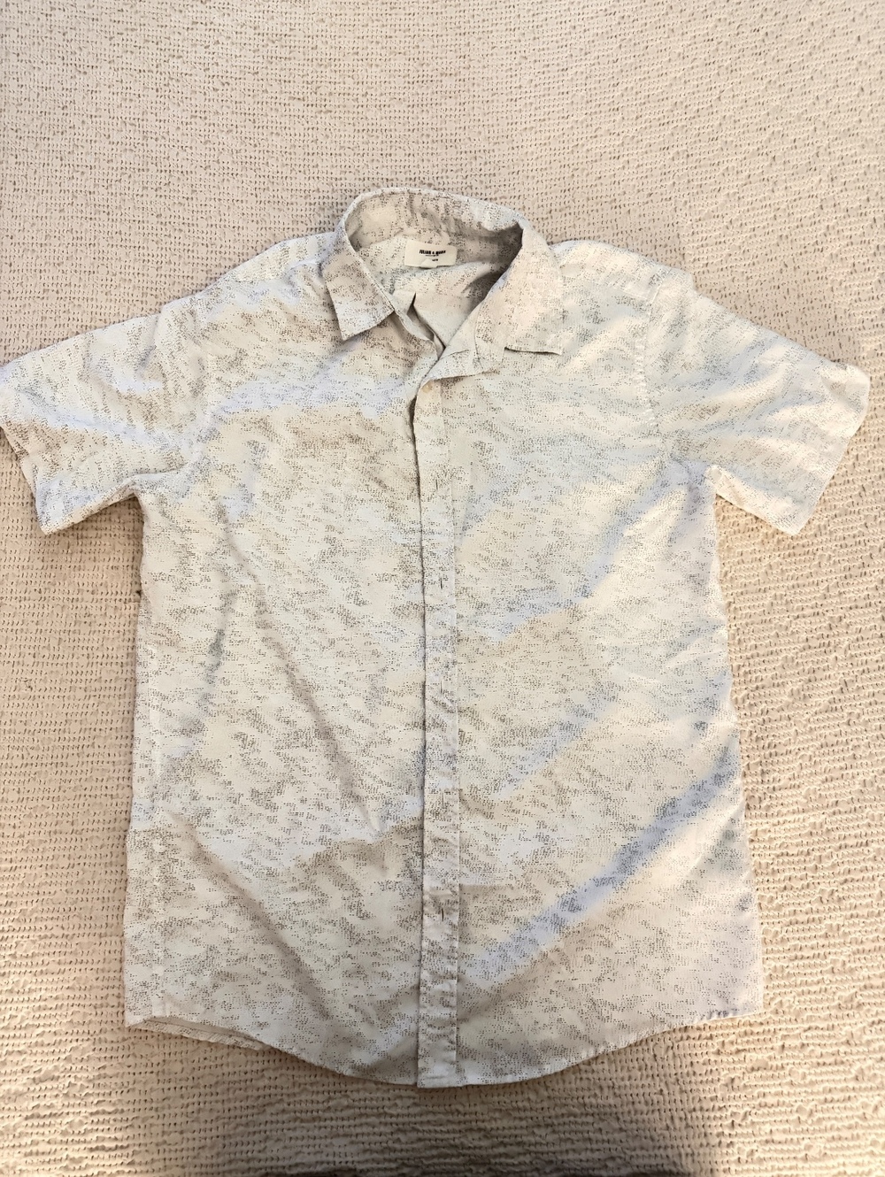 Roundtree & Yorke White Patterned Short Sleeve Button-Up